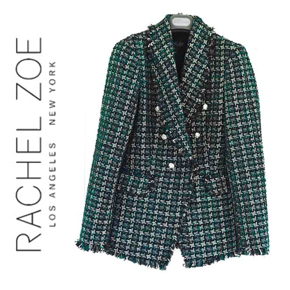 Rachel Zoe Jackets & Blazers - Rachel Zoe • Green Tweed Metallic Thread Blazer